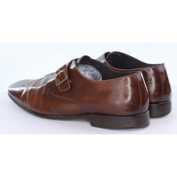 Bruno Magli Men\'s Monk Strap Dress Shoes Size 12 M Leather Cognac Made In Italy